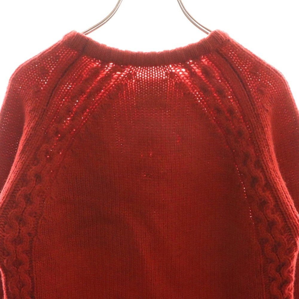 BEDWIN & THE HEARTBREAKERS(ベドウィンアンドザハートブレーカーズ) ケーブルライン クルーネック ウールニット セーター レッド