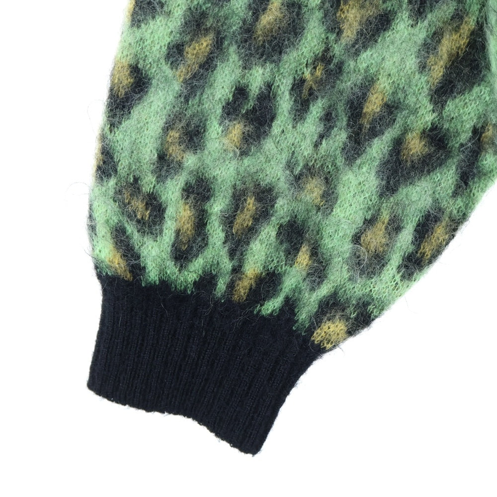 WACKO MARIA(ワコマリア) LEOPARD MOHAIR CREW NECK SWEATER レオパード柄 モヘア混 クルーネック ニット セーター グリーン/イエロー