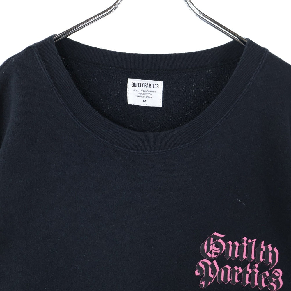 WACKO MARIA(ワコマリア) CREW NECK SWEAT SHIRT バックプリント クルーネック スウェット トレーナー ブラック/ピンク