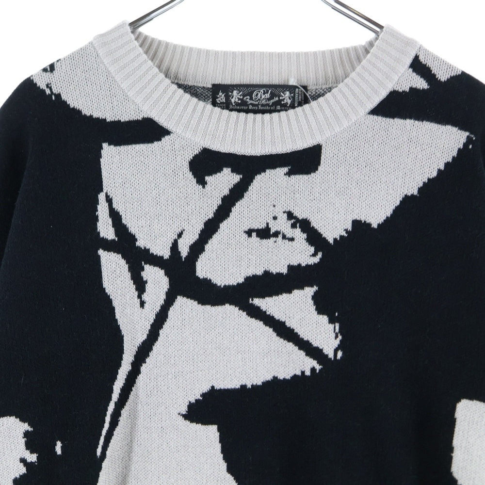 bal(バル) JACQUARD COTTON CREW NECK ジャガード クルーネック コットンニット セーター グレー/ブラック