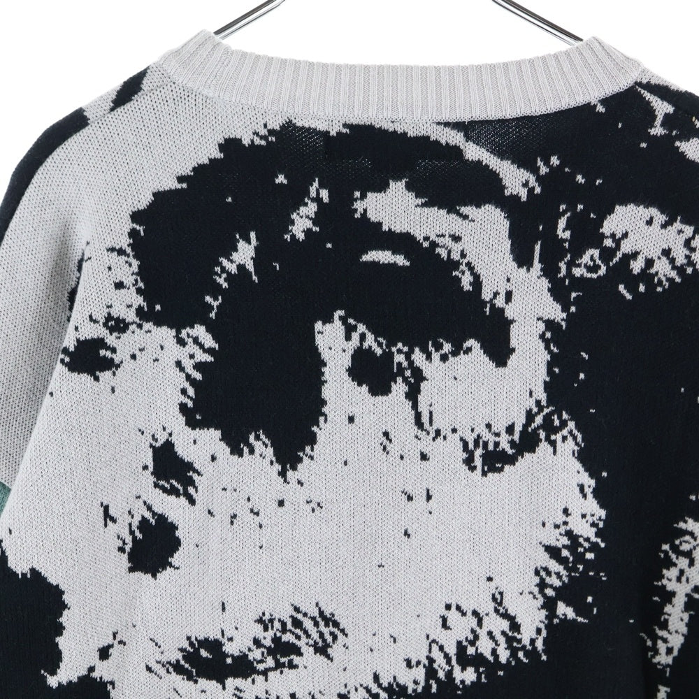 bal(バル) JACQUARD COTTON CREW NECK ジャガード クルーネック コットンニット セーター グレー/ブラック