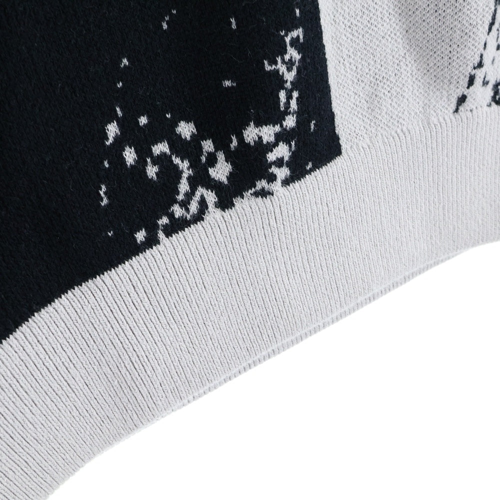 bal(バル) JACQUARD COTTON CREW NECK ジャガード クルーネック コットンニット セーター グレー/ブラック