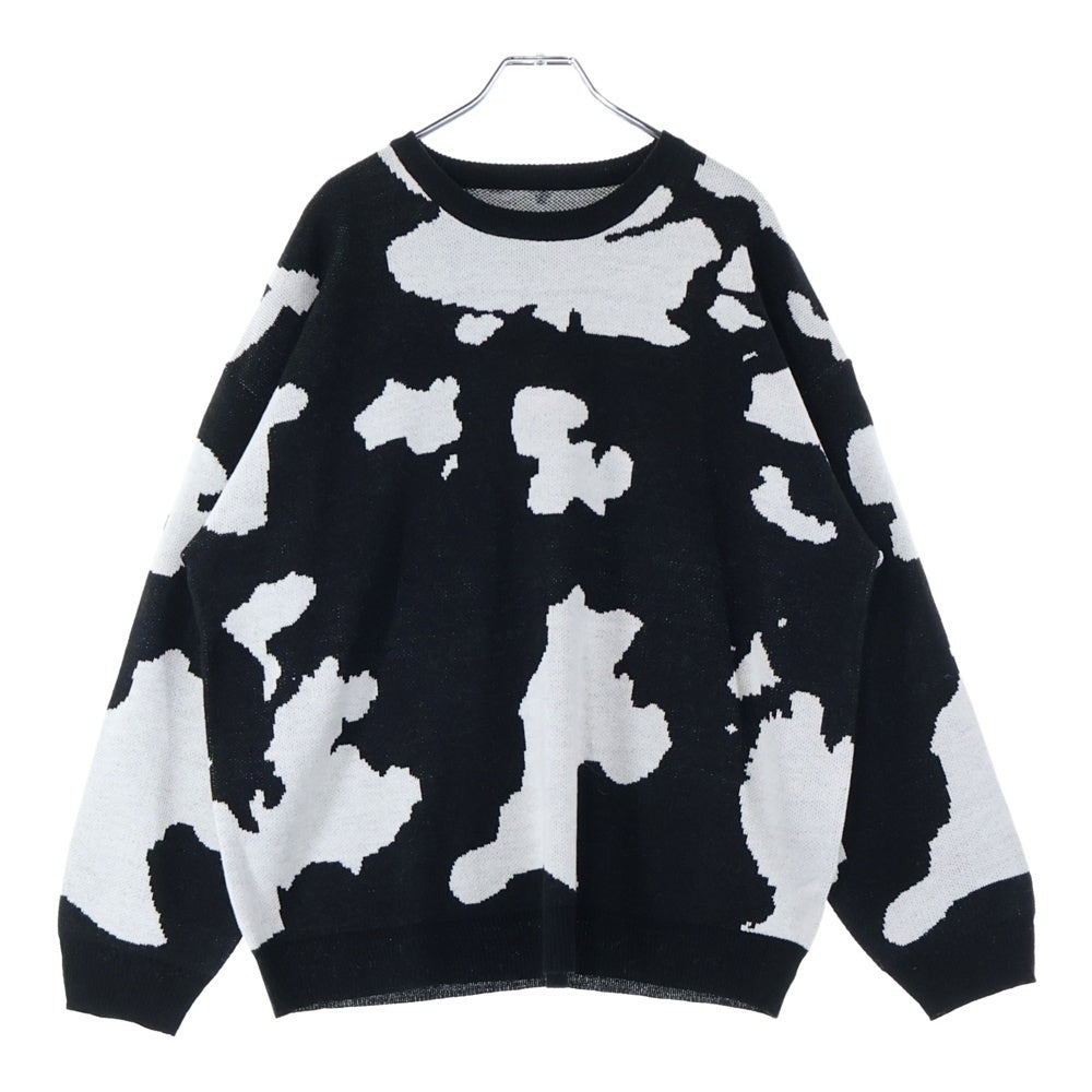 PENNEYS TOWNCRAFT(ぺニーズタウンクラフト) JACQUARD CREW NECK SWEATER ジャガード クルーネック アクリルニット セーター ブラック/ホワイト