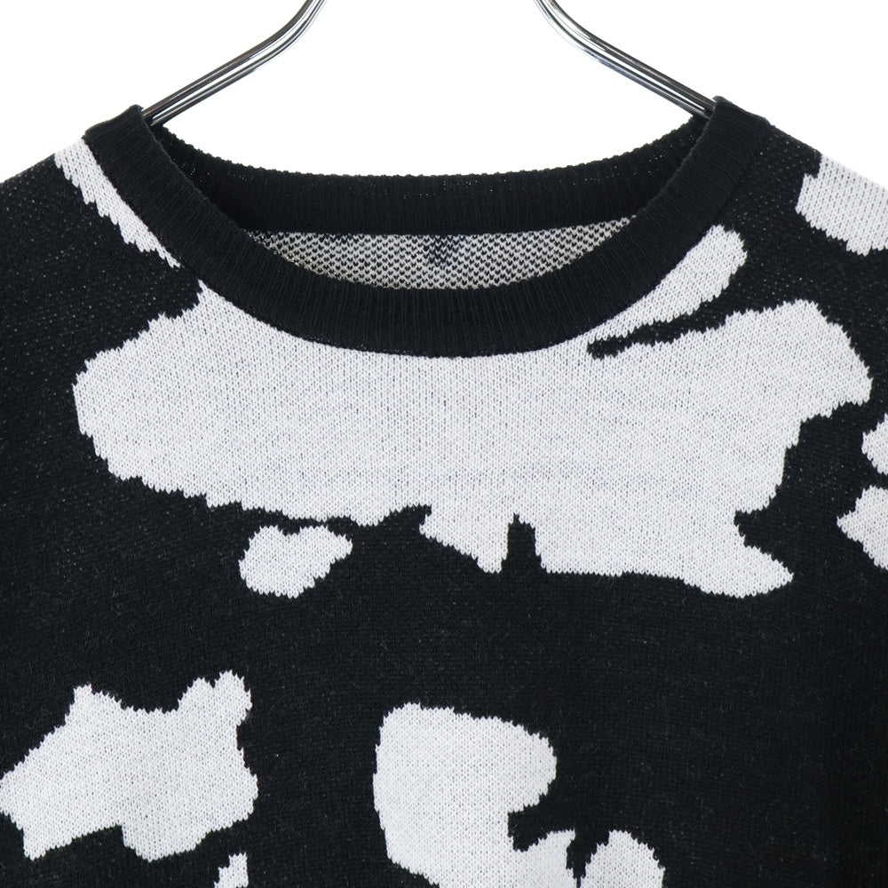 PENNEYS TOWNCRAFT(ぺニーズタウンクラフト) JACQUARD CREW NECK SWEATER ジャガード クルーネック アクリルニット セーター ブラック/ホワイト