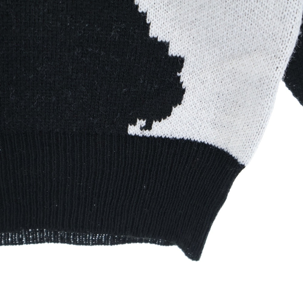 PENNEYS TOWNCRAFT(ぺニーズタウンクラフト) JACQUARD CREW NECK SWEATER ジャガード クルーネック アクリルニット セーター ブラック/ホワイト