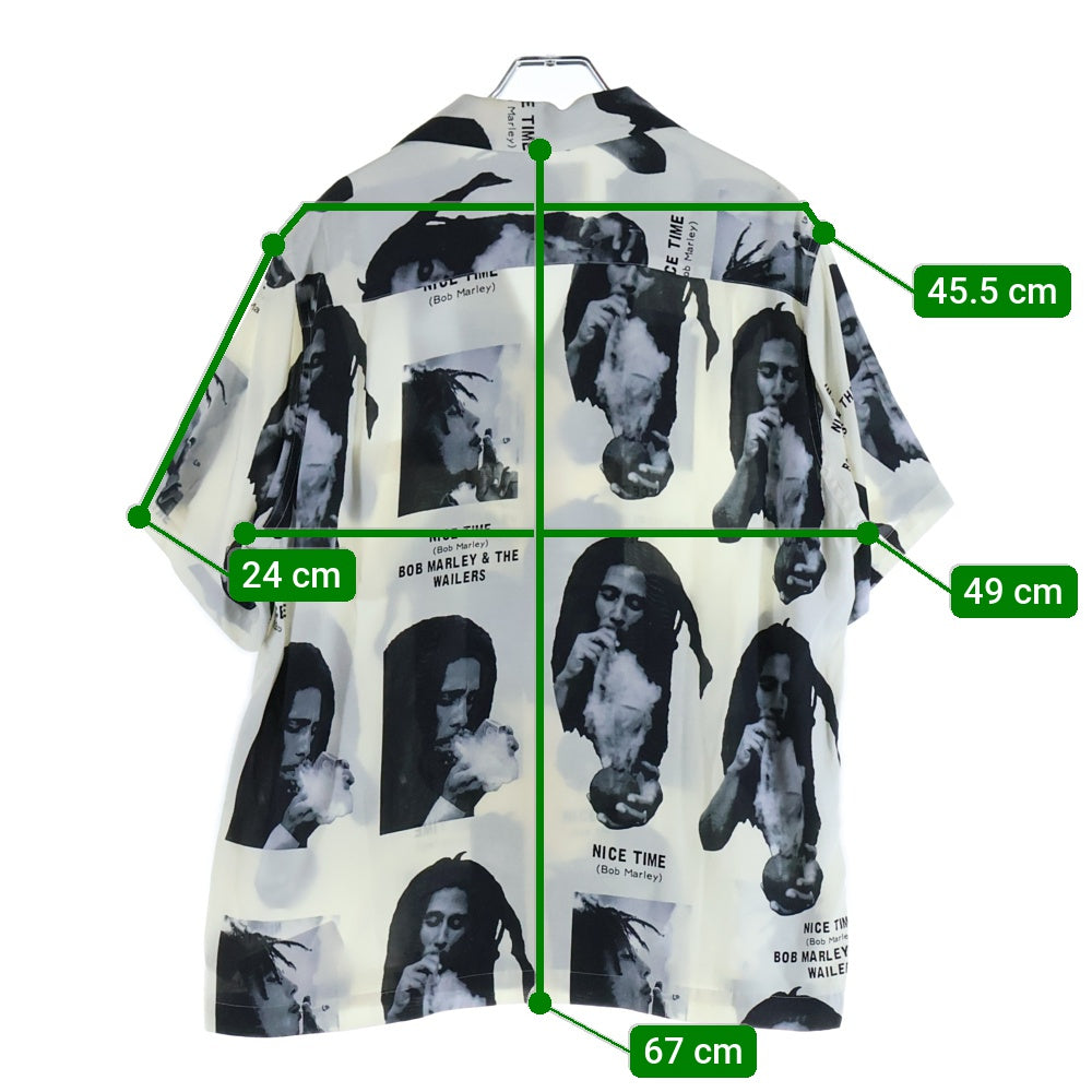 WACKO MARIA(ワコマリア) 20SS BOB MARLEY S/S HAWAIIAN SHIRT ボブマーリー フォトプリント 半袖ハワイアンシャツ アロハシャツ ホワイト/ブラック BOBMARLEY-WM-HI03