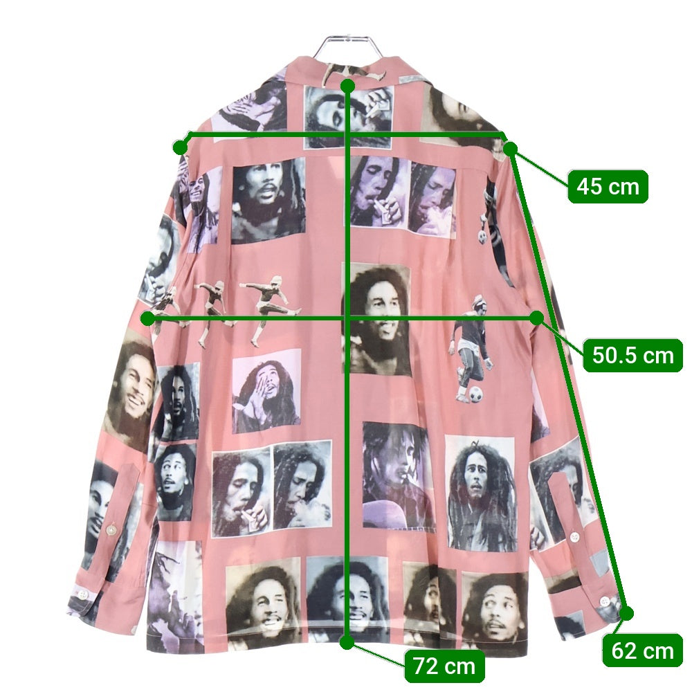 WACKO MARIA(ワコマリア) 19SS BOB MARLEY HAWAIIAN SHIRT ボブマーリー フォトプリント 長袖ハワイアンシャツ アロハシャツ ピンク