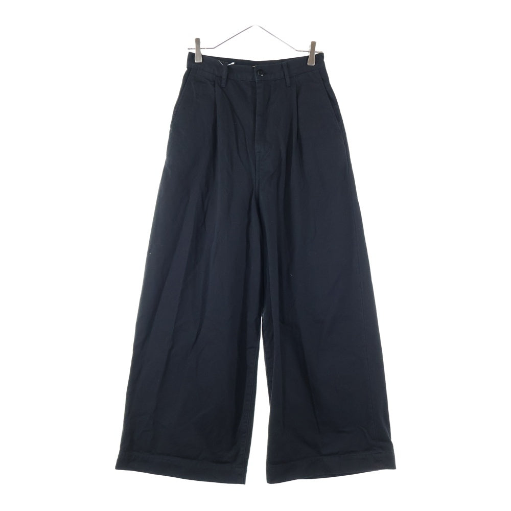 KAPITAL(キャピタル) CHINO HIGH WAISTED NIME PANTS チノ ハイウエストニームバギーパンツ シンチバック付1タックワイドパンツ ブラック EK-1437LP