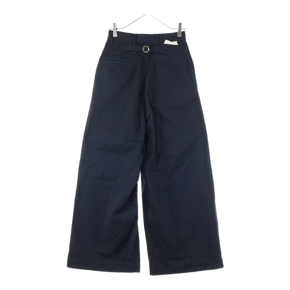 KAPITAL(キャピタル) CHINO HIGH WAISTED NIME PANTS チノ ハイウエストニームバギーパンツ シンチバック付1タックワイドパンツ ブラック EK-1437LP
