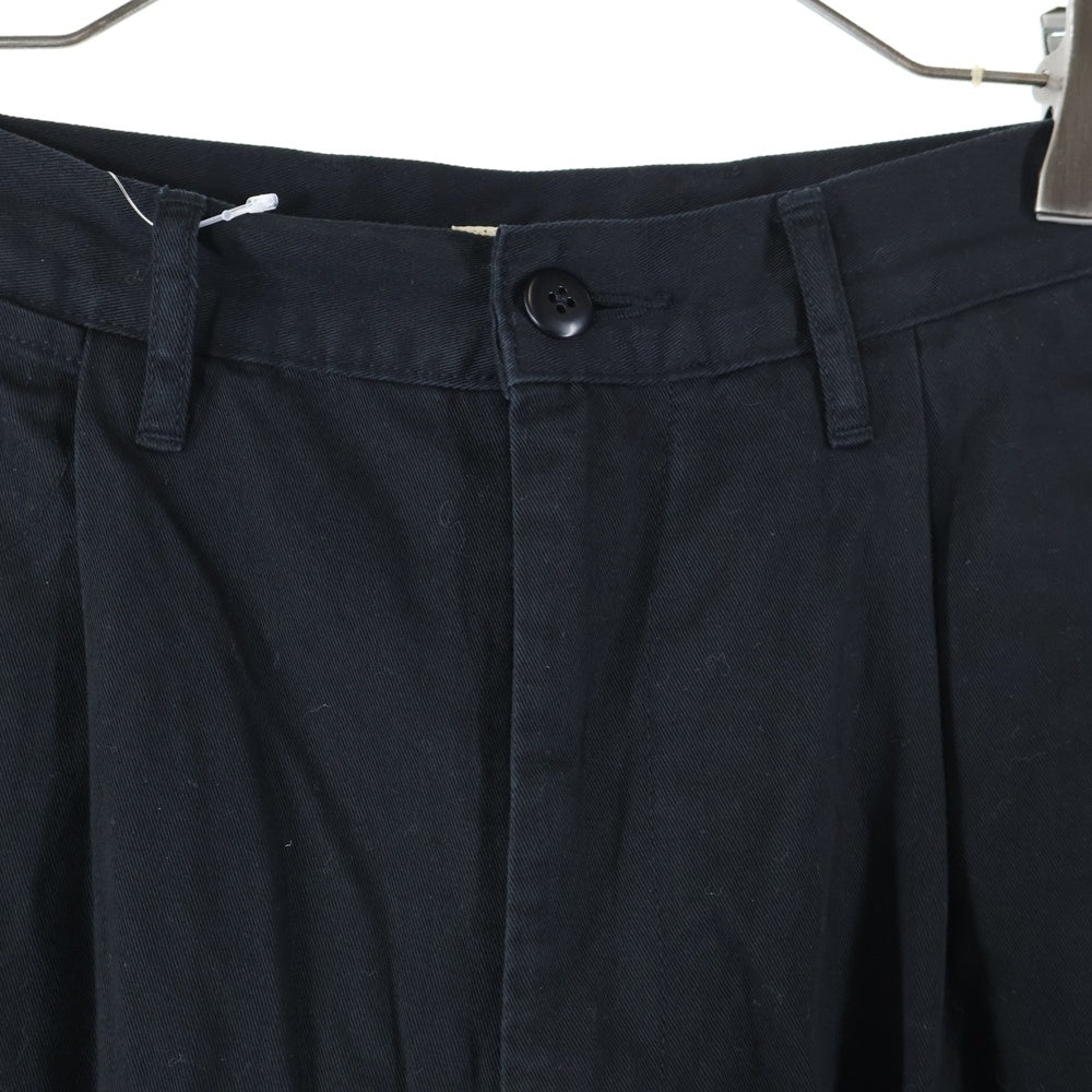 KAPITAL(キャピタル) CHINO HIGH WAISTED NIME PANTS チノ ハイウエストニームバギーパンツ シンチバック付1タックワイドパンツ ブラック EK-1437LP