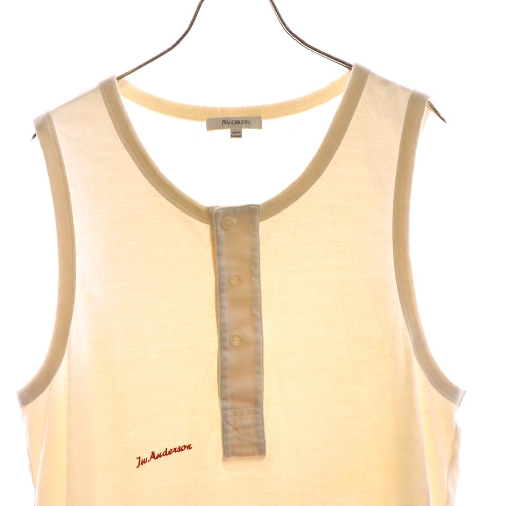 J.W.ANDERSON(ジェー ダブリュー アンダーソン) HENLY WOVEN VEST ロゴプリント ヘンリーネックタンクトップ ノースリーブカットソー アイボリー JO0267PG1810006