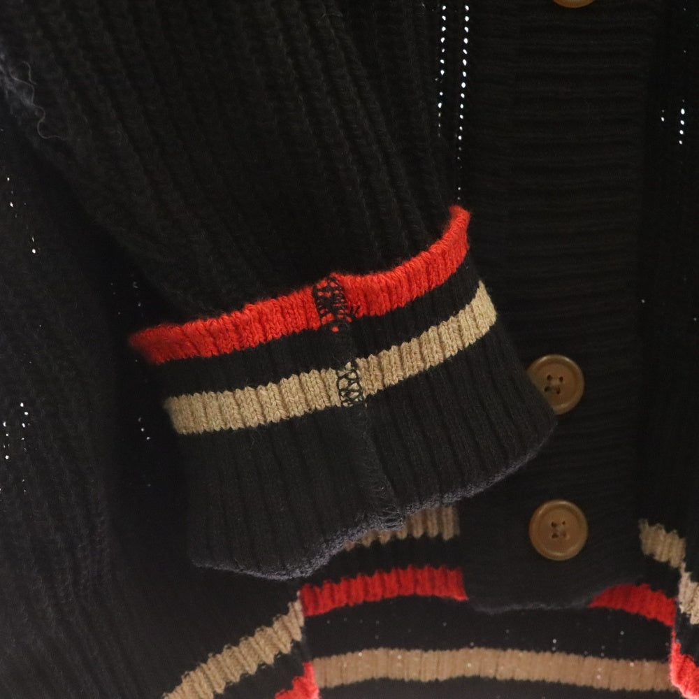 Vivienne Westwood Red Label(ヴィヴィアンウエストウッドレッドレーベル) 胸ロゴ刺繍 襟付 コットンニットカーディガン ブラック/レッド