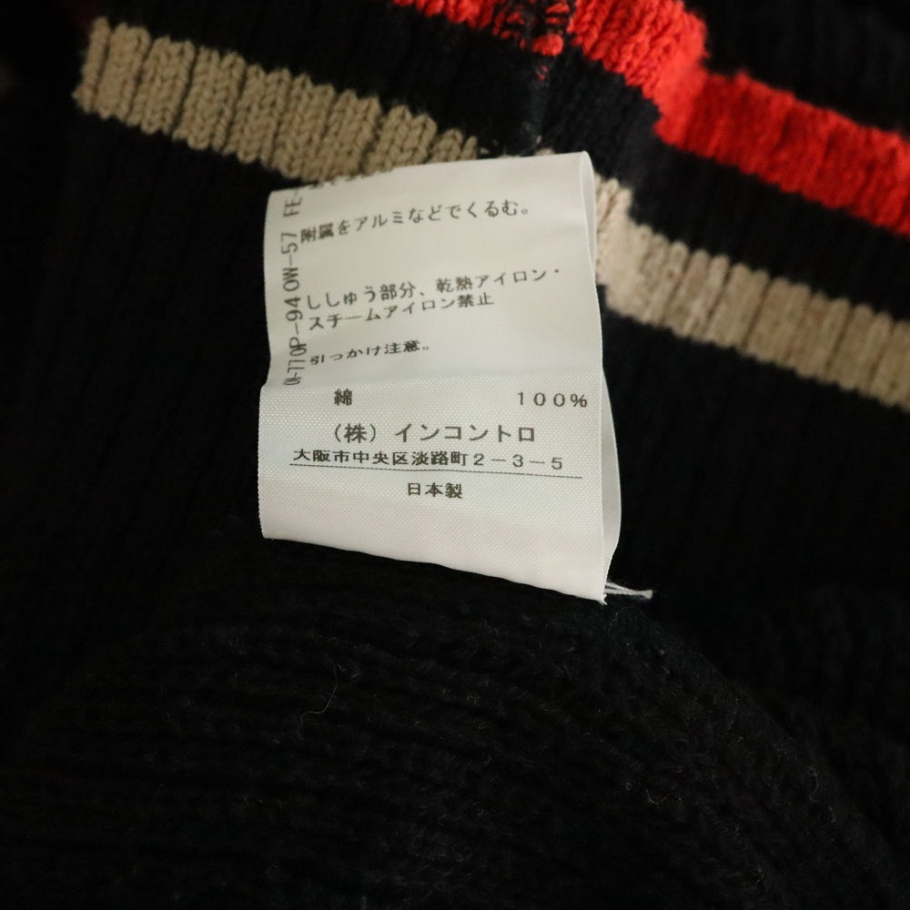 Vivienne Westwood Red Label(ヴィヴィアンウエストウッドレッドレーベル) 胸ロゴ刺繍 襟付 コットンニットカーディガン ブラック/レッド