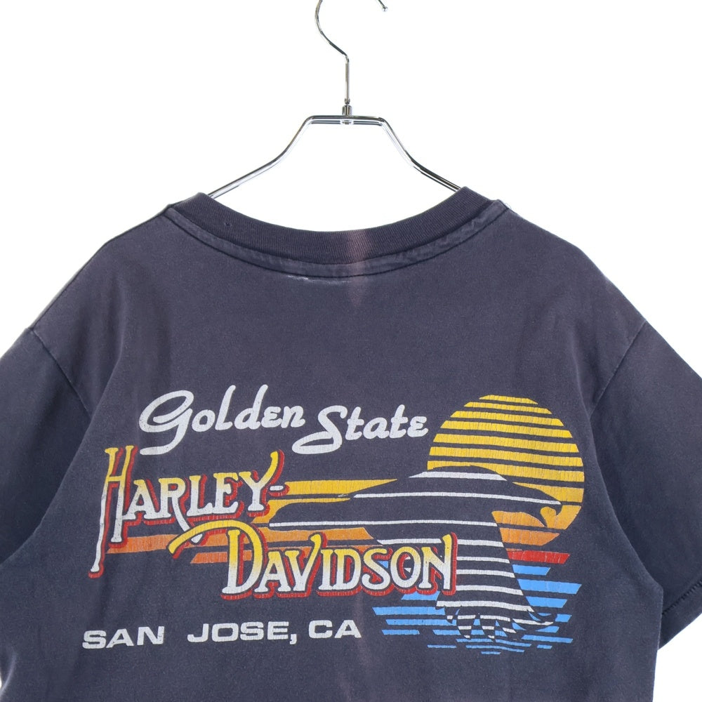 VINTAGE(ヴィンテージ) 80S VINTAGE HARLEYDAVIDSON HANES ヴィンテージ ハーレーダビッドソン ヘインズタグ プリント 半袖Tシャツ カットソー ブラック