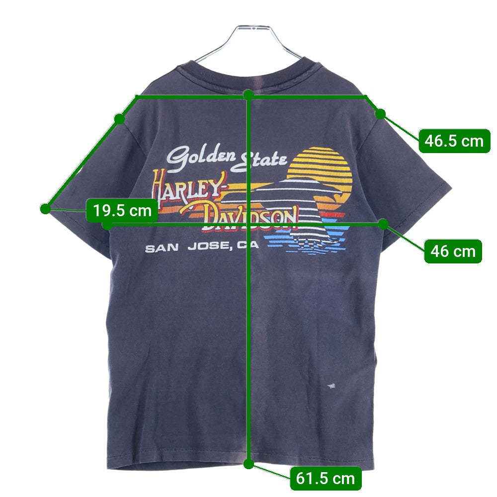 VINTAGE(ヴィンテージ) 80S VINTAGE HARLEYDAVIDSON HANES ヴィンテージ ハーレーダビッドソン ヘインズタグ プリント 半袖Tシャツ カットソー ブラック