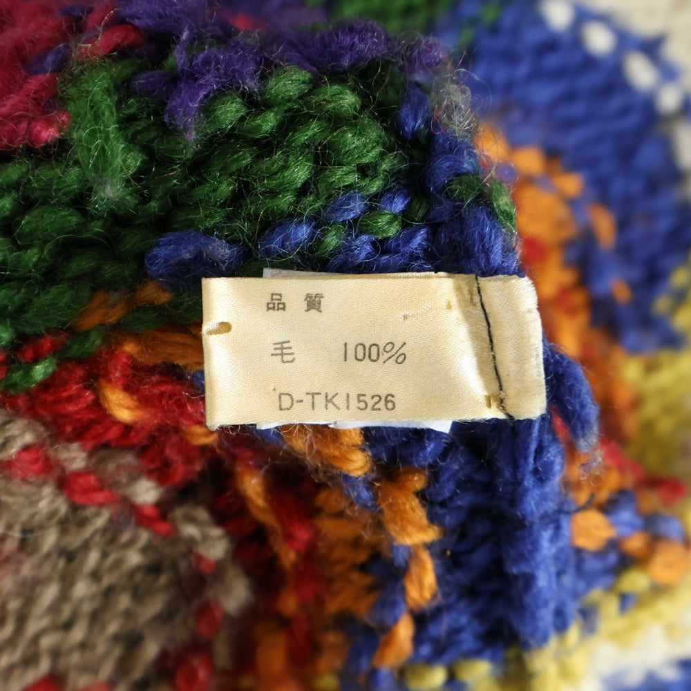 NO BRAND(ノーブランド) THE WILGER COMPANY (ザウィルガーカンパニー) 総柄 ローゲージ クルーネックニットセーター マルチカラー