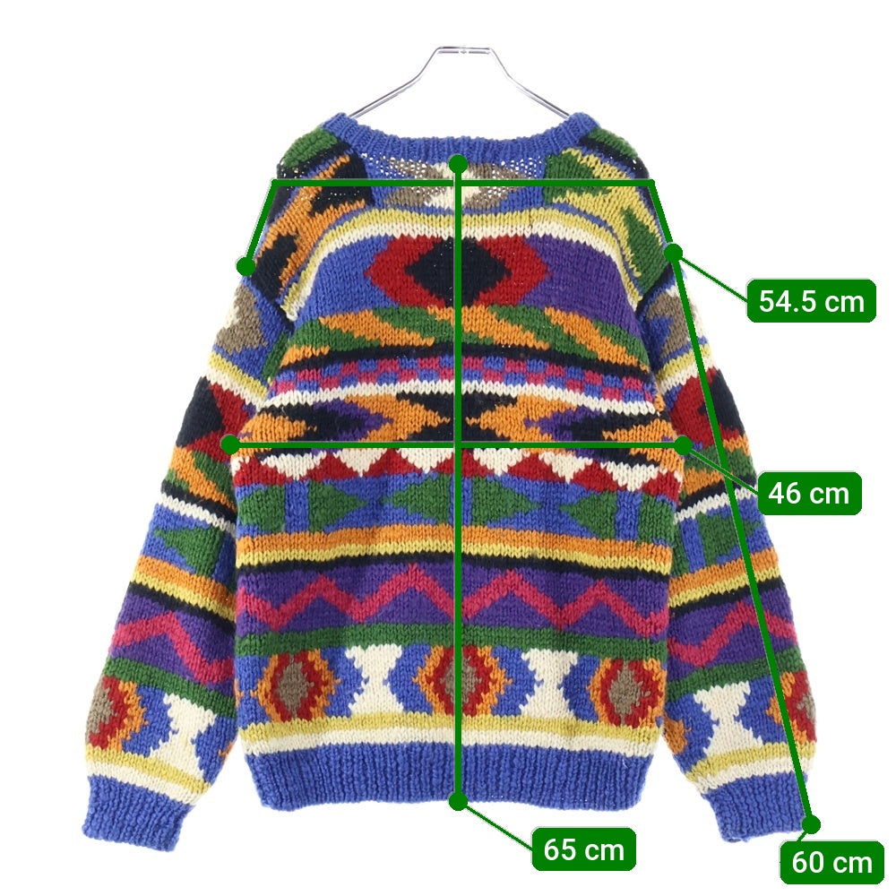 NO BRAND(ノーブランド) THE WILGER COMPANY (ザウィルガーカンパニー) 総柄 ローゲージ クルーネックニットセーター マルチカラー