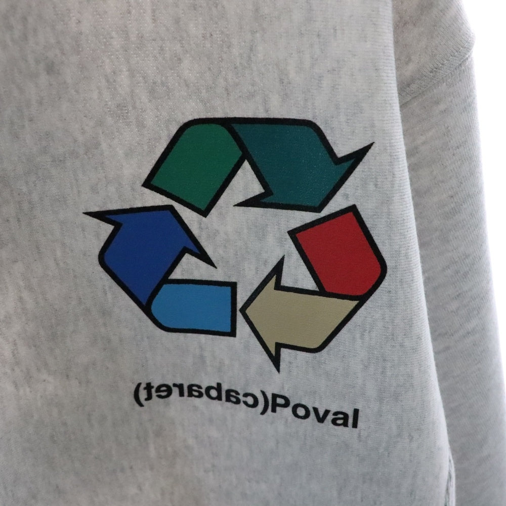 CABARET POVAL(キャバレーポバール) BEAUTY&YOUTH別注 R/L プリントスウェットトレーナー グレー