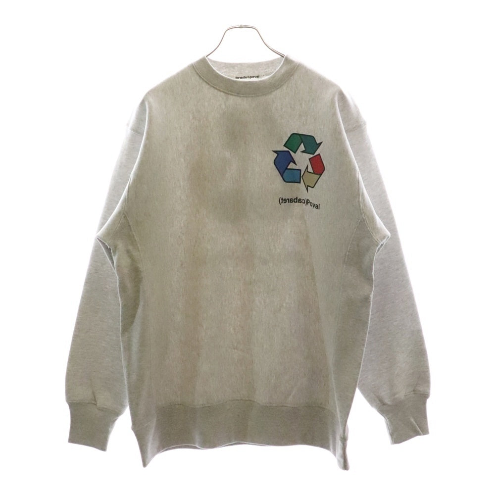 CABARET POVAL(キャバレーポバール) BEAUTY&YOUTH別注 R/L プリントスウェットトレーナー グレー