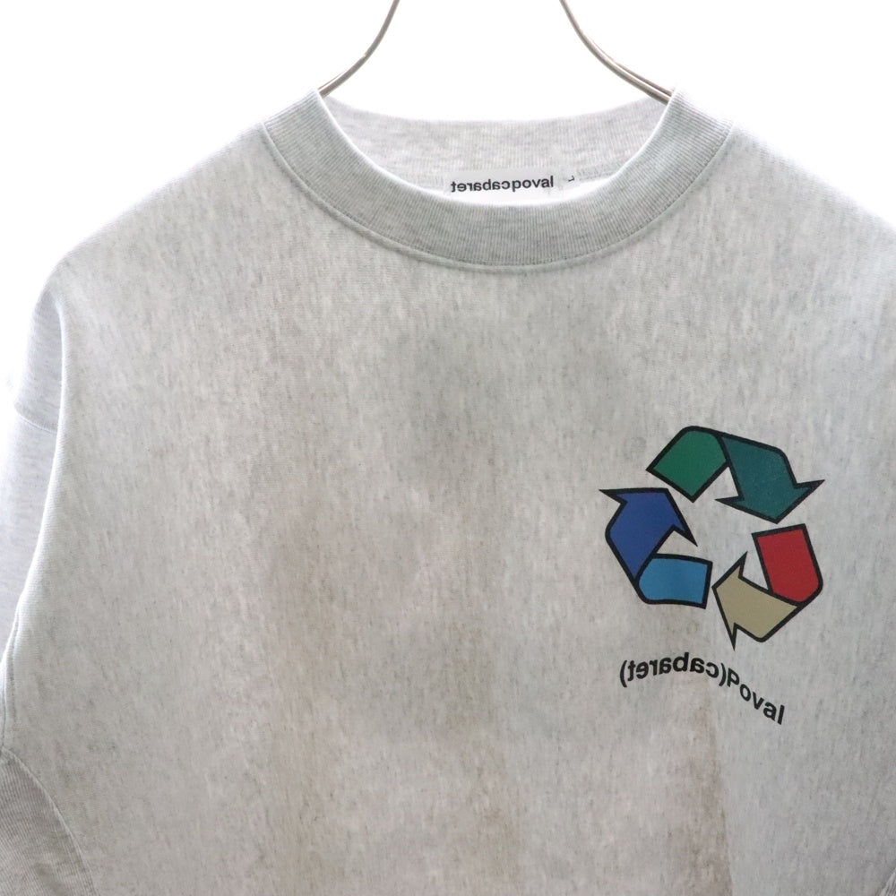 CABARET POVAL(キャバレーポバール) BEAUTY&YOUTH別注 R/L プリントスウェットトレーナー グレー