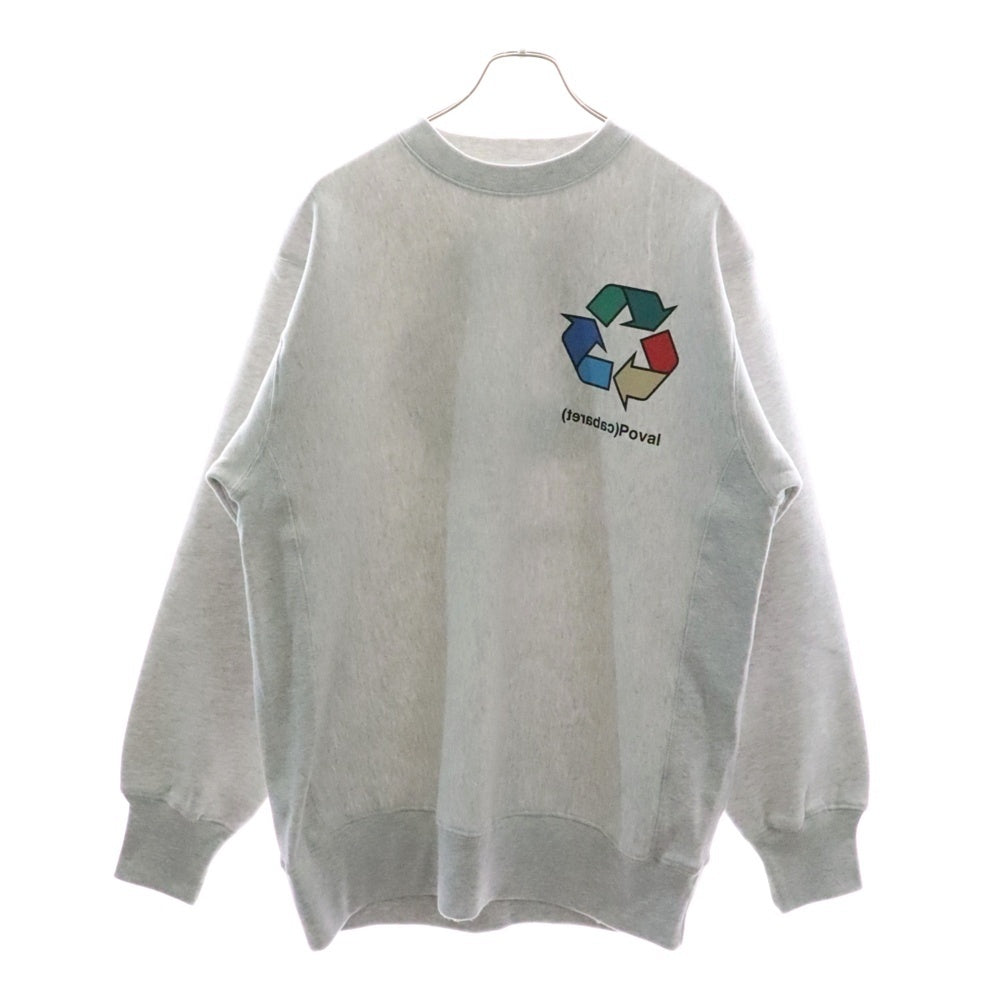 CABARET POVAL(キャバレーポバール) BEAUTY&YOUTH別注 R/L プリントスウェットトレーナー グレー