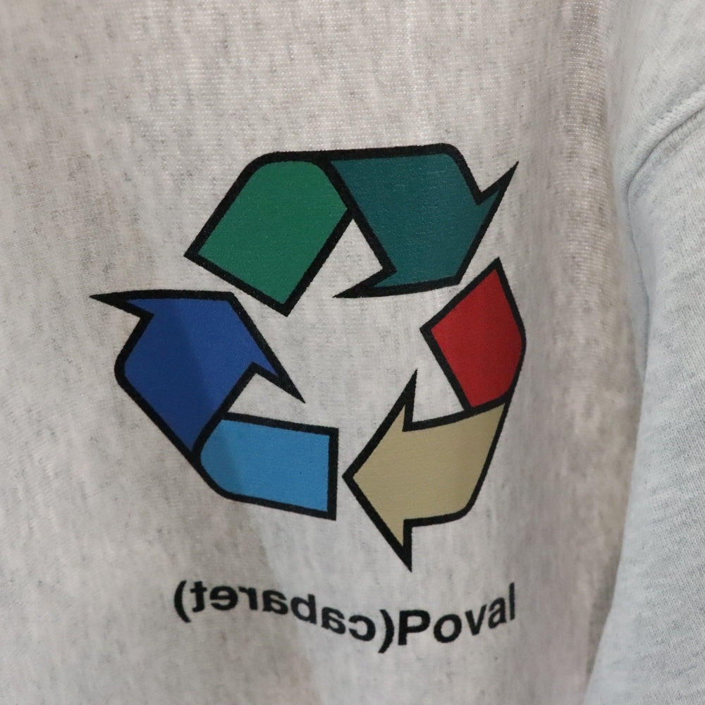 CABARET POVAL(キャバレーポバール) BEAUTY&YOUTH別注 R/L プリントスウェットトレーナー グレー