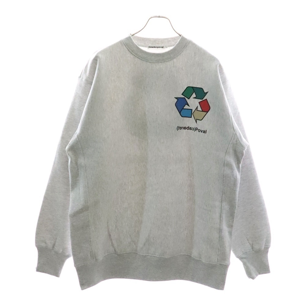 CABARET POVAL(キャバレーポバール) BEAUTY&YOUTH別注 R/L プリントスウェットトレーナー グレー