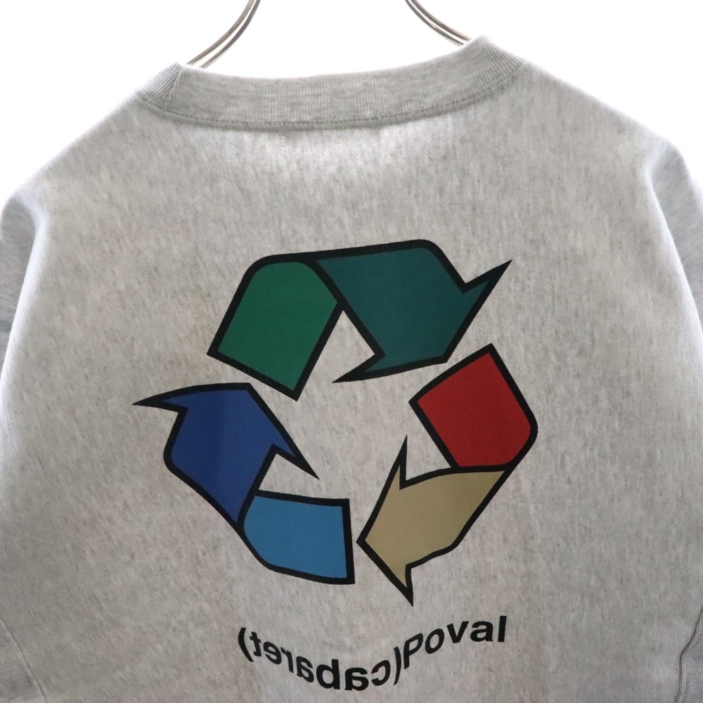 CABARET POVAL(キャバレーポバール) BEAUTY&YOUTH別注 R/L プリントスウェットトレーナー グレー