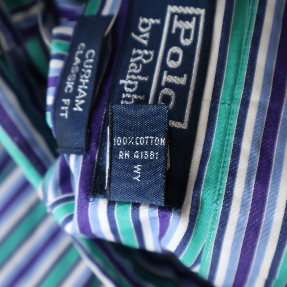 POLO RALPH LAUREN(ポロラルフローレン) 90S L/S REGULAR COLLAR STRIPE SHIRT レギュラーカラー ロングスリーブ ストライプ 長袖シャツ マルチカラー