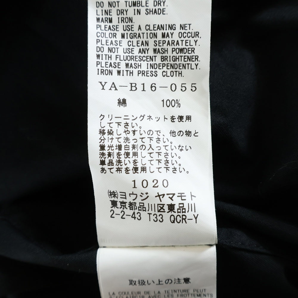 Y's BANG ON!(ワイズバングオン) スタンドカラー ラージポケット コットン 長袖 ロングシャツ ブラック YA-B16-055