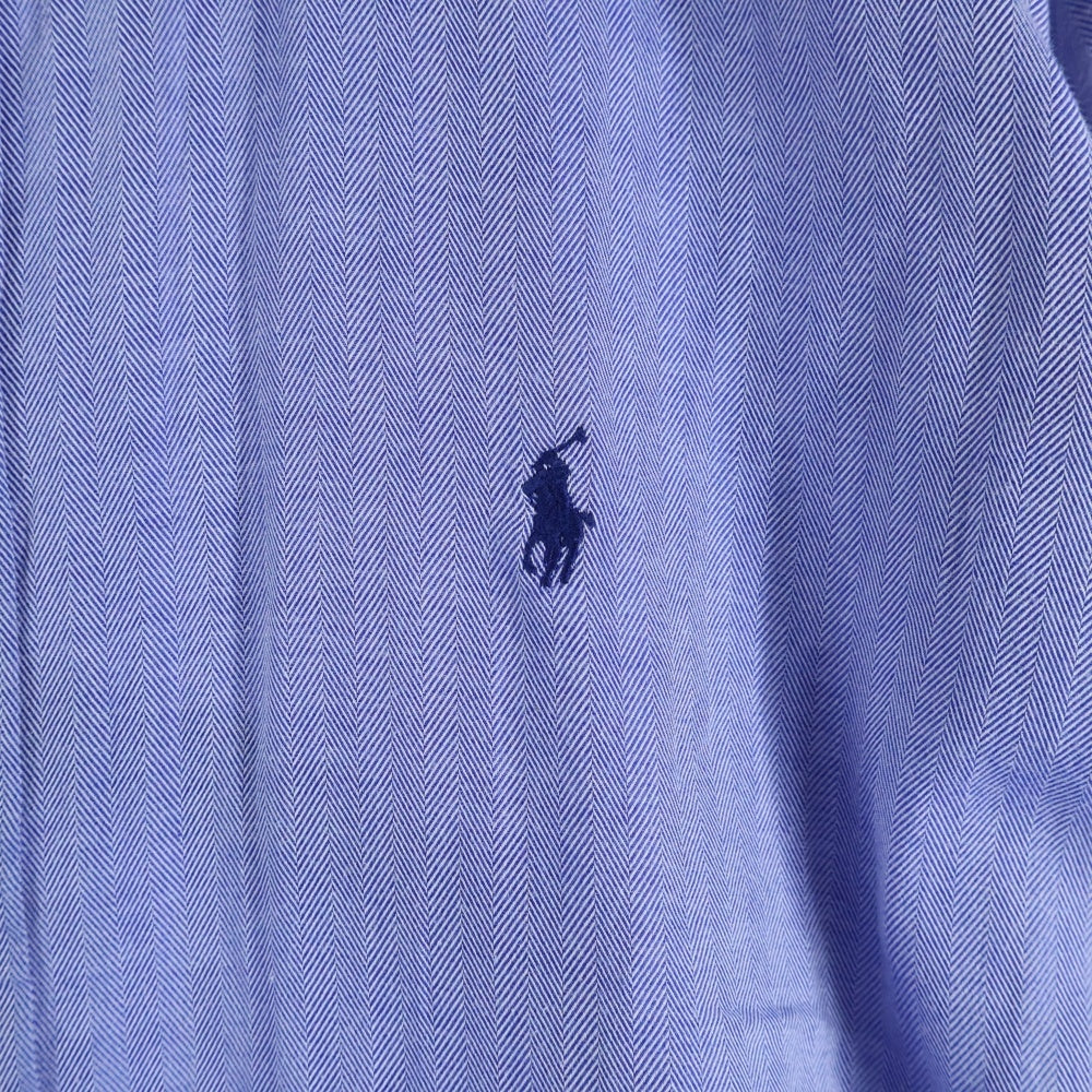 POLO RALPH LAUREN(ポロラルフローレン) 90S L/S REGULAR COLLAR HERRINGBONE SHIRT レギュラーカラー ロングスリーブ ヘリンボーン 長袖シャツ ブルー