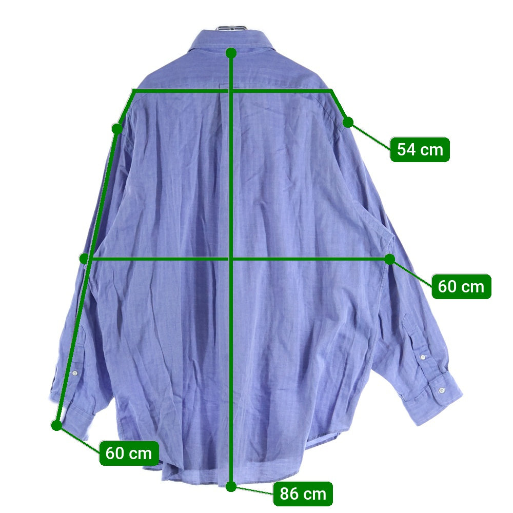POLO RALPH LAUREN(ポロラルフローレン) 90S L/S REGULAR COLLAR HERRINGBONE SHIRT レギュラーカラー ロングスリーブ ヘリンボーン 長袖シャツ ブルー