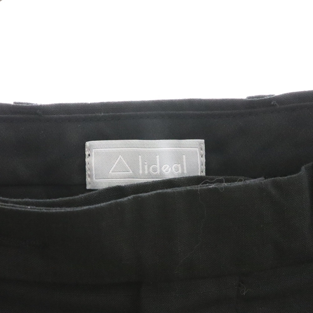 lideal(リデアル) ワンタック ジップフライ クロップド スリム スラックス トラウザー ブラック 95271002