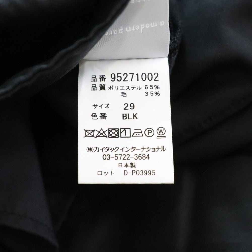 lideal(リデアル) ワンタック ジップフライ クロップド スリム スラックス トラウザー ブラック 95271002