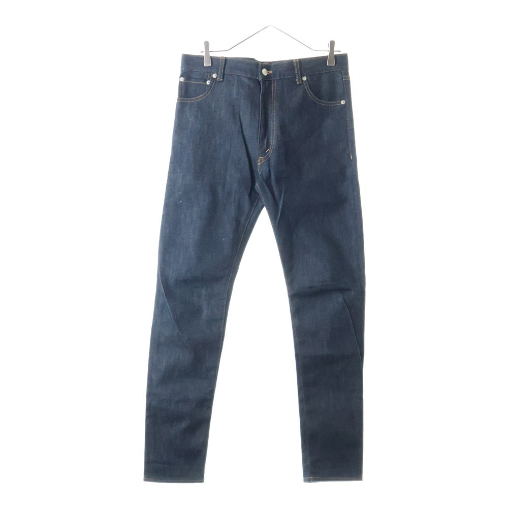 lideal(リデアル) レザーパッチ ジップフライ スキニー デニム パンツ ブラック 95281005