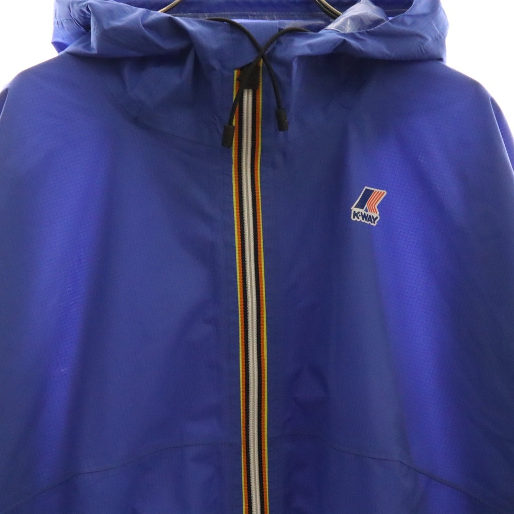 NO BRAND(ノーブランド) K-WAY ケーウェイ 胸ロゴデザイン フーデッド ジップアップ フーデッド ナイロンジャケット ブルー K111NIW