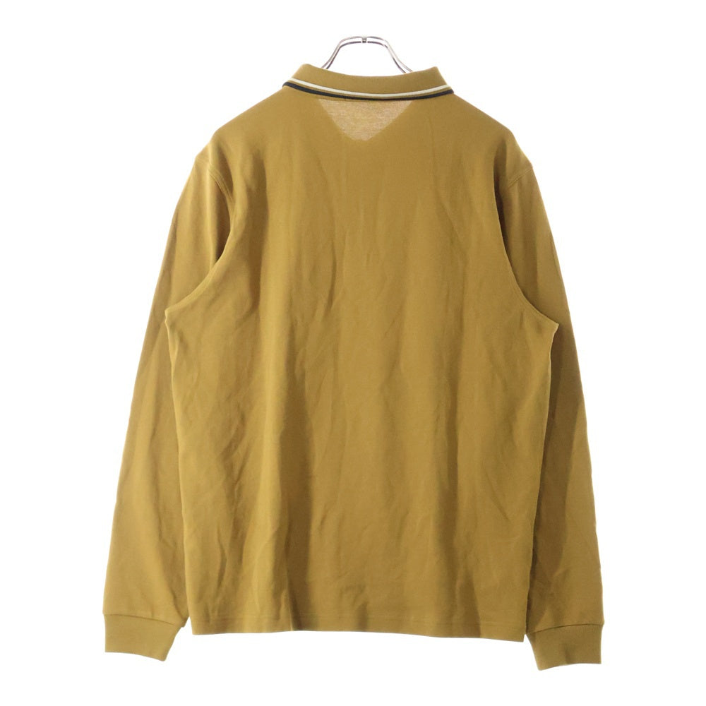 FRED PERRY(フレッドペリー) ロゴエンブロイダリー 長袖ポロシャツ ブラウン
