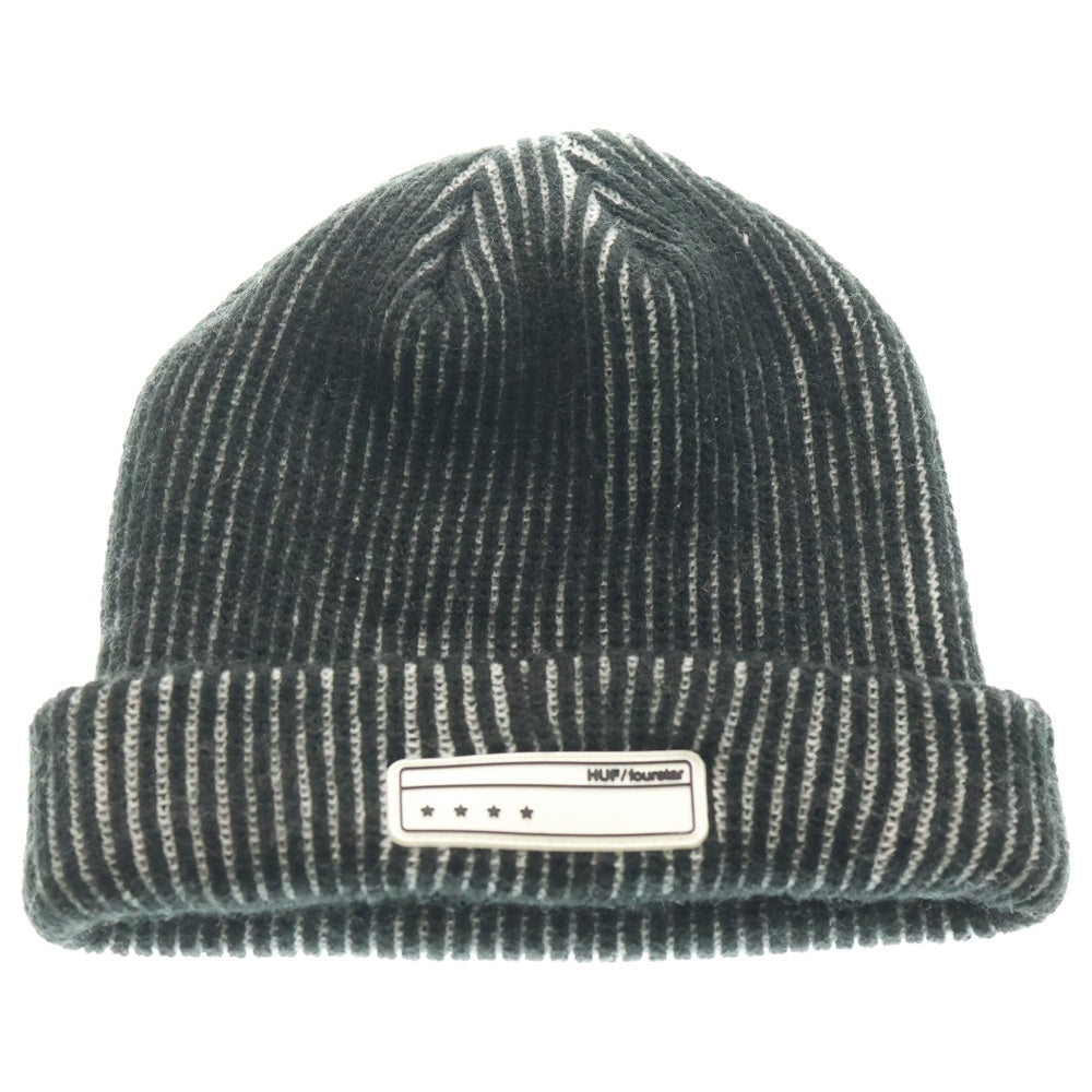 HUF(ハフ) ラバーロゴ ニット帽 ビーニー キャップ ブラック
