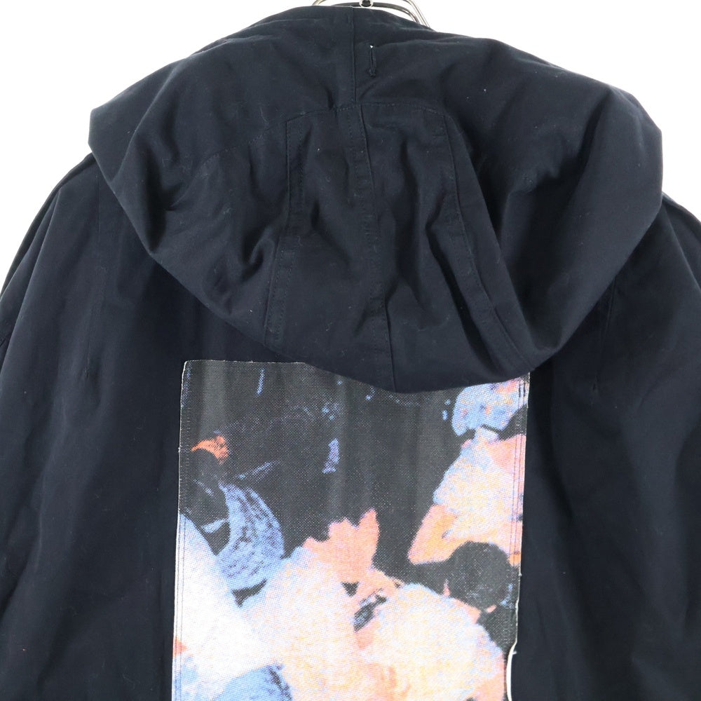 FRED PERRY(フレッドペリー) ×RAF SIMONS UNLINED PARKA ラフシモンズ パッチワーク フィッシュテール モッズパーカー コート ブラック SJ1874