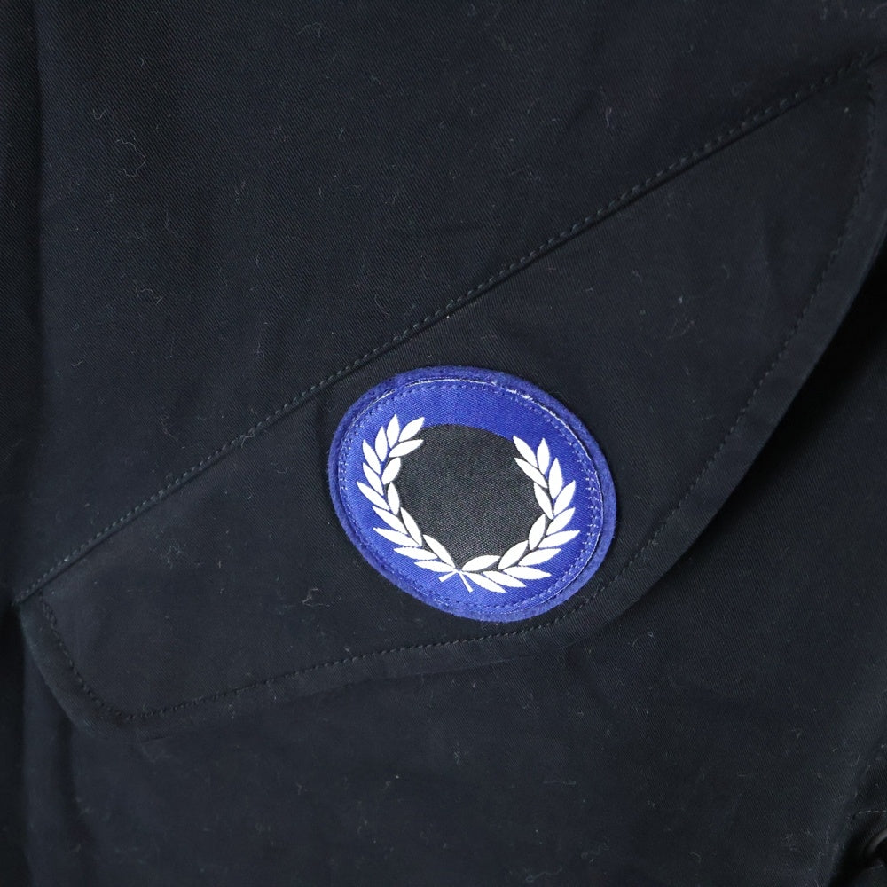 FRED PERRY(フレッドペリー) ×RAF SIMONS UNLINED PARKA ラフシモンズ パッチワーク フィッシュテール モッズパーカー コート ブラック SJ1874