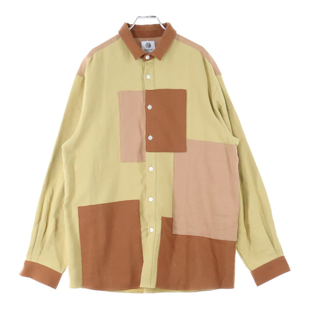 DARENIMO(ダレニモ) レギュラーカラー ハイオンス コットン 長袖シャツ イエロー/ブラウン