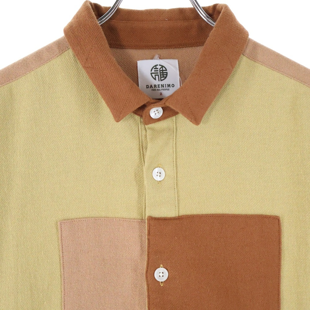DARENIMO(ダレニモ) レギュラーカラー ハイオンス コットン 長袖シャツ イエロー/ブラウン