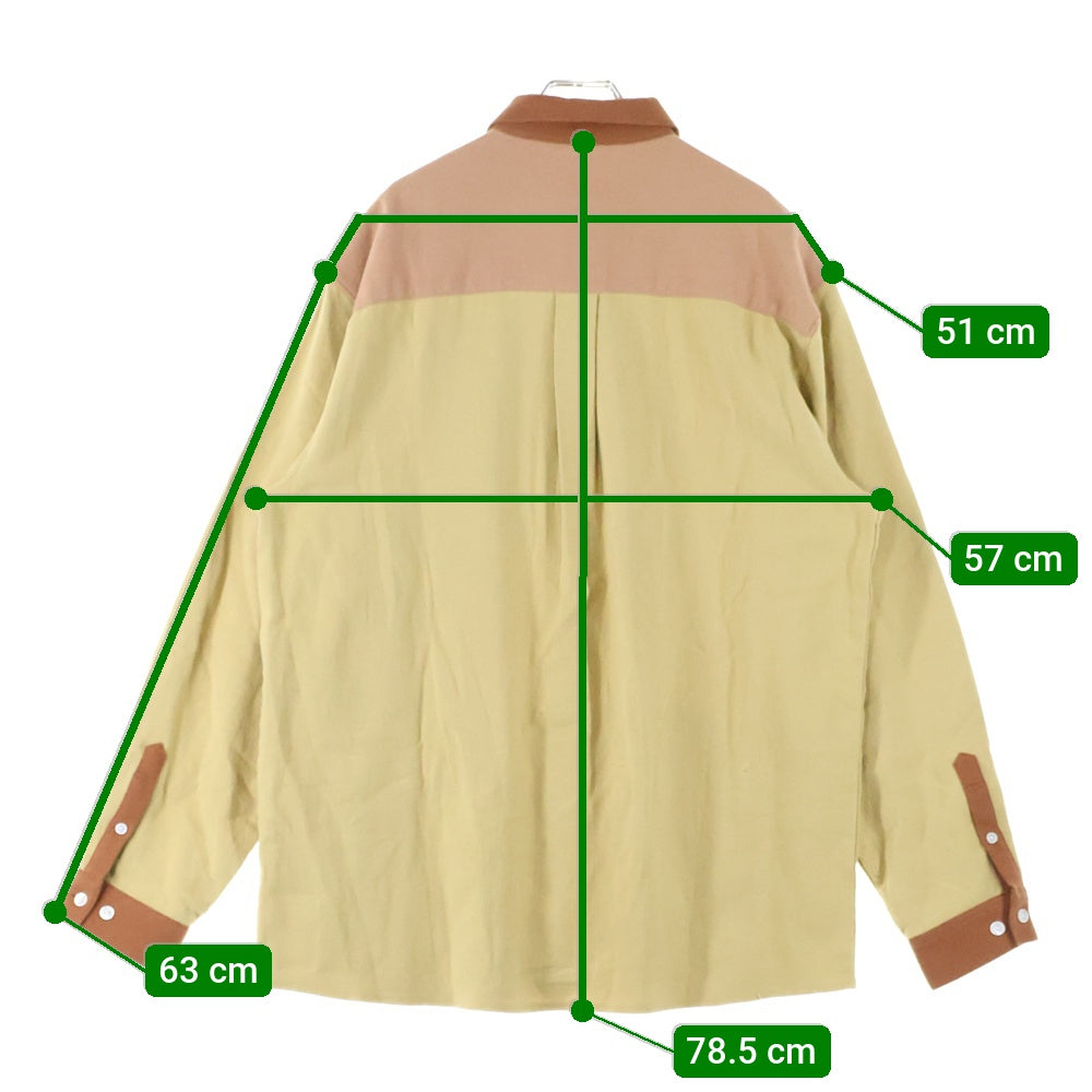 DARENIMO(ダレニモ) レギュラーカラー ハイオンス コットン 長袖シャツ イエロー/ブラウン