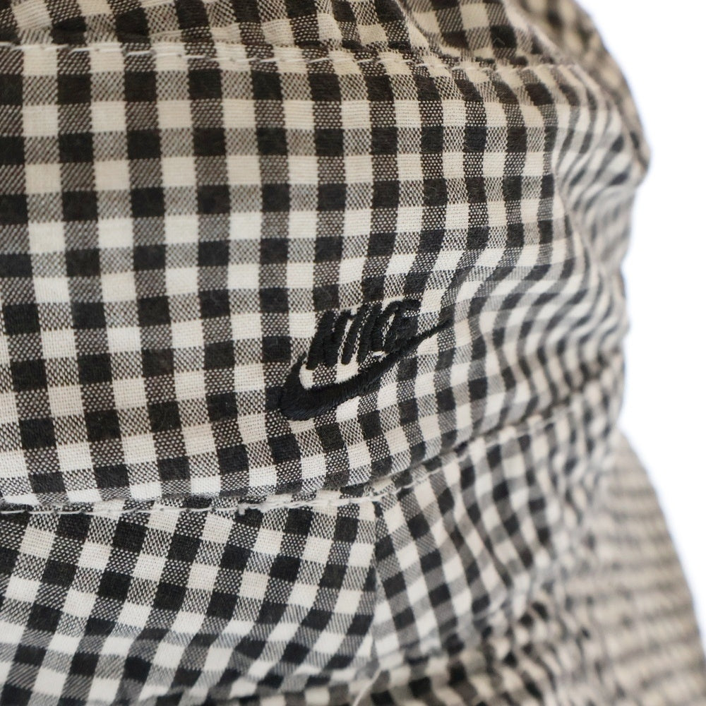 F.C.R.B./F.C.Real Bristol/FCRB(エフシーアールビー/エフシーレアルブリストル) ×NIKE ナイキ ロゴ刺繍 ギンガムチェック コットンバケットハット 帽子 ホワイト/ブラック 319143