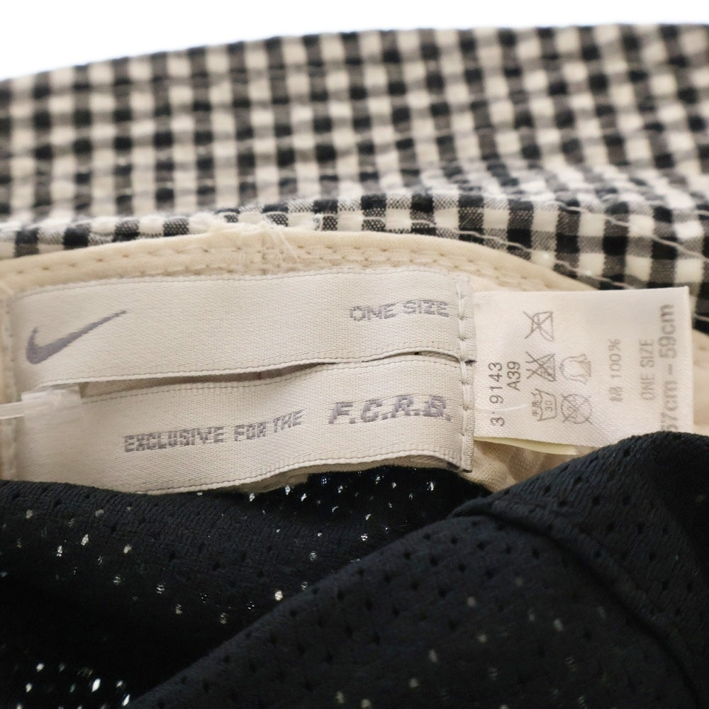 F.C.R.B./F.C.Real Bristol/FCRB(エフシーアールビー/エフシーレアルブリストル) ×NIKE ナイキ ロゴ刺繍 ギンガムチェック コットンバケットハット 帽子 ホワイト/ブラック 319143