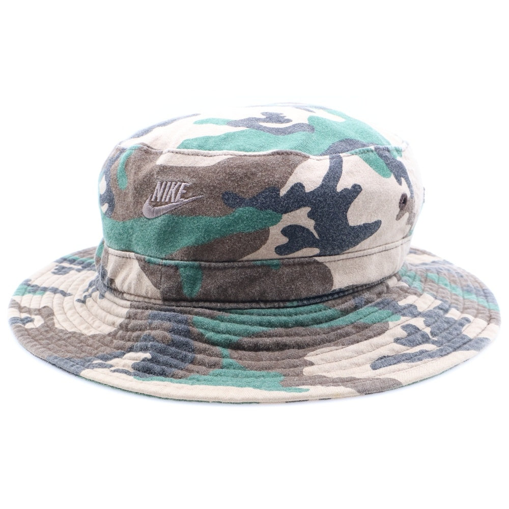 F.C.R.B./F.C.Real Bristol/FCRB(エフシーアールビー/エフシーレアルブリストル) ×NIKE ナイキ ロゴ刺繍 カモ柄 コットンバケットハット 帽子 グリーン/ブラウン 243829