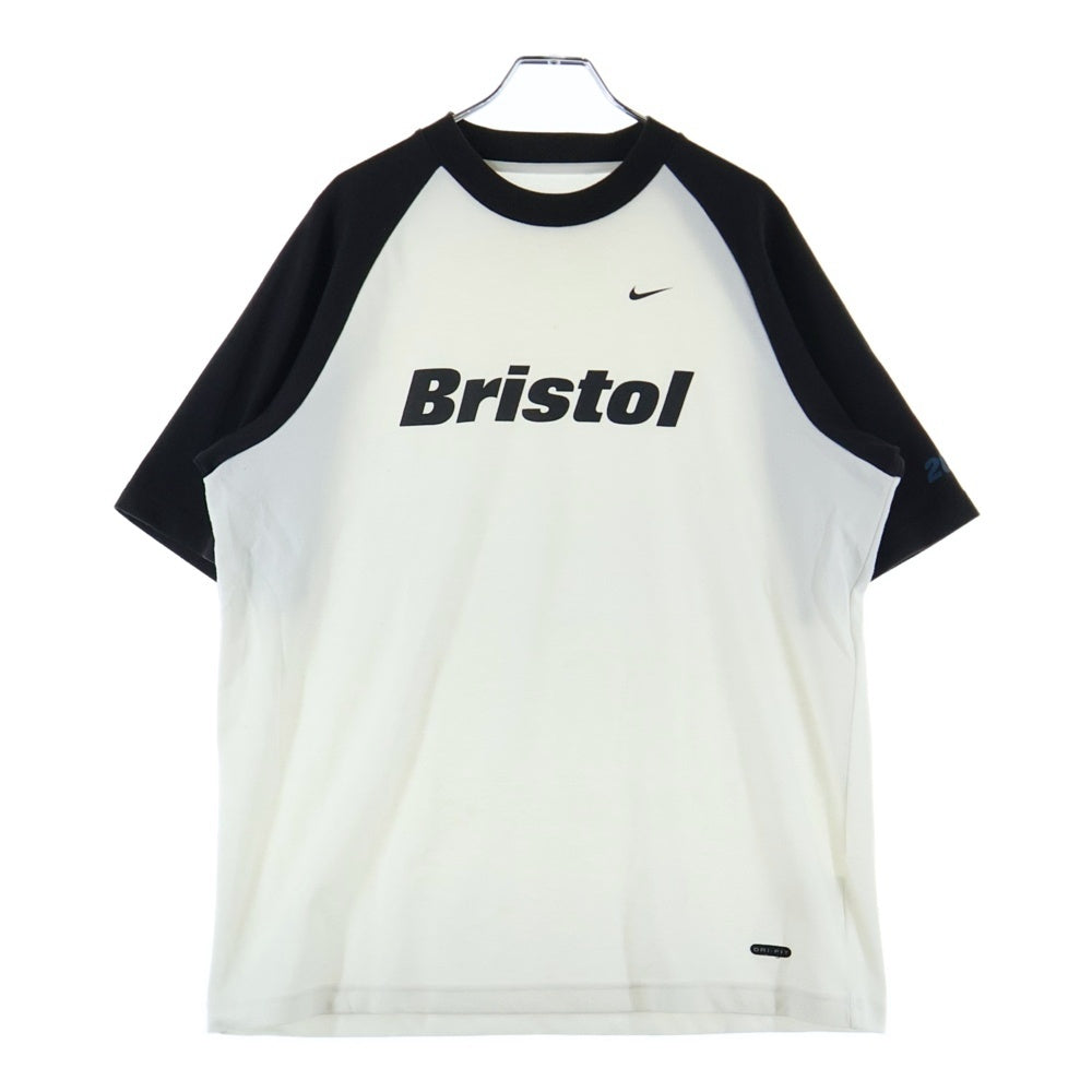 F.C.R.B./F.C.Real Bristol/FCRB(エフシーアールビー/エフシーレアルブリストル) ×NIKE ナイキ フロントロゴプリントゲームシャツ 半袖クルーネックカットソー ホワイト/ブラック