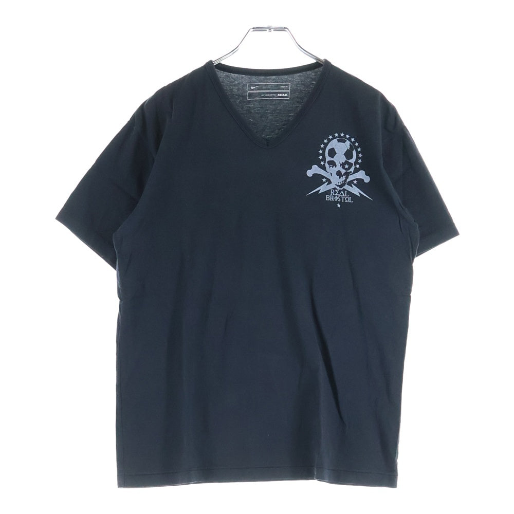 F.C.R.B./F.C.Real Bristol/FCRB(エフシーアールビー/エフシーレアルブリストル) ×NIKE ナイキ バックスウッシュロゴプリントTシャツ 半袖Vネックカットソー ブラック 319136