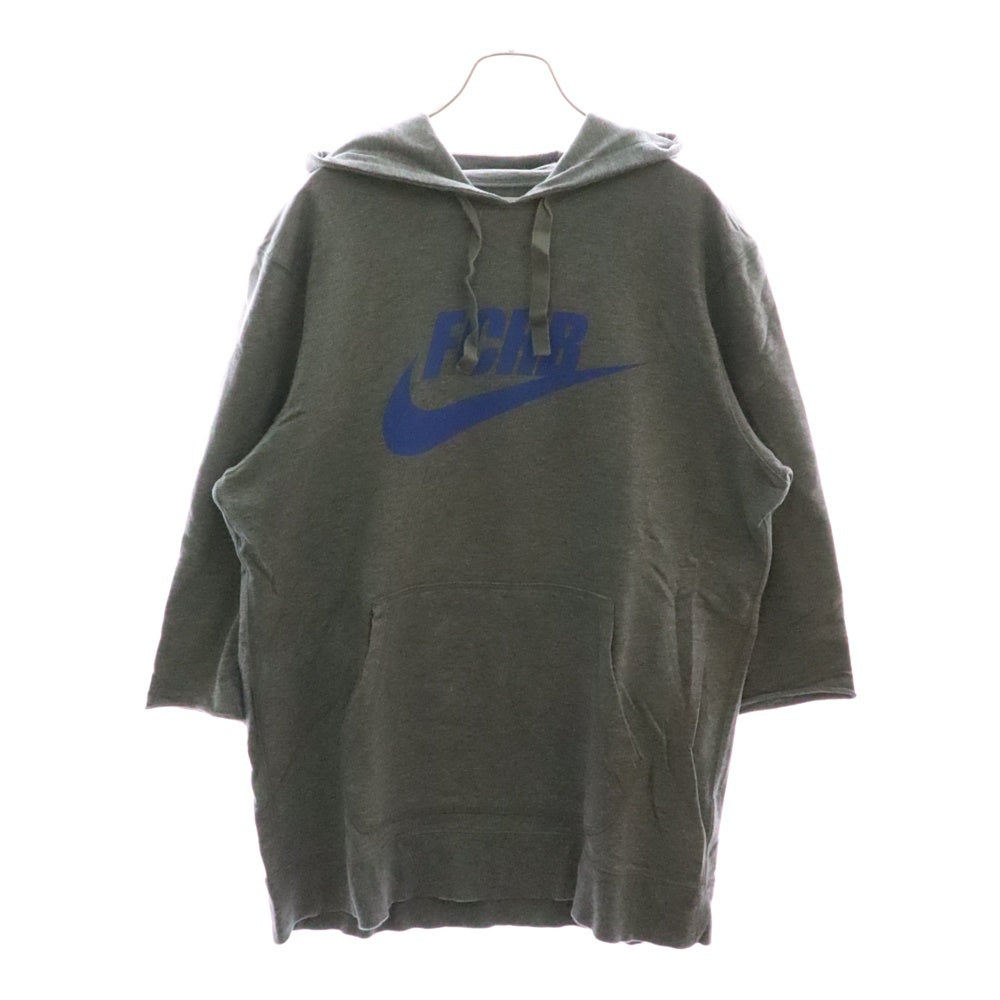 F.C.R.B./F.C.Real Bristol/FCRB(エフシーアールビー/エフシーレアルブリストル) ×NIKE ナイキ フロントロゴプリント 五分袖 プルオーバーパーカー フーディー グれー 396346-091