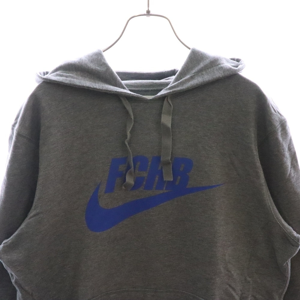 F.C.R.B./F.C.Real Bristol/FCRB(エフシーアールビー/エフシーレアルブリストル) ×NIKE ナイキ フロントロゴプリント 五分袖 プルオーバーパーカー フーディー グれー 396346-091
